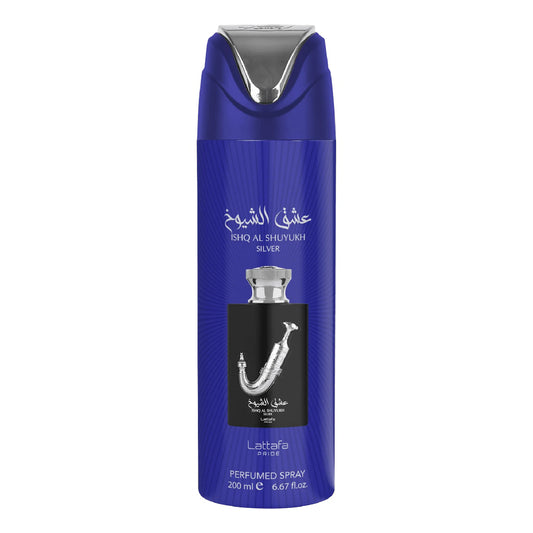 Lattafa Ishq Al Shuyukh Silver Body Spray For Men 200ml